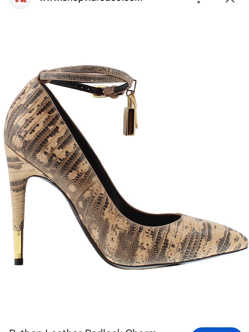 Tom ford Pointed-Toe Snakeskin python Pumps in Tan with Gold Accent 36